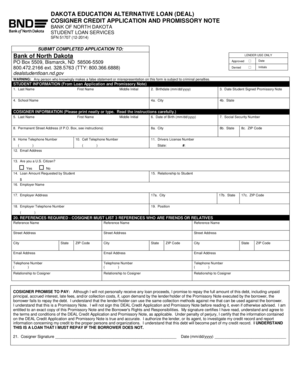 Dakota Education Alternative Loan Cosigner Application