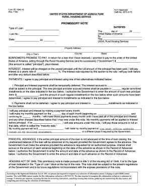 USDA Promissory Note