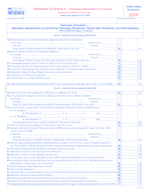 Nebraska Schedule I — Adjustments to Income