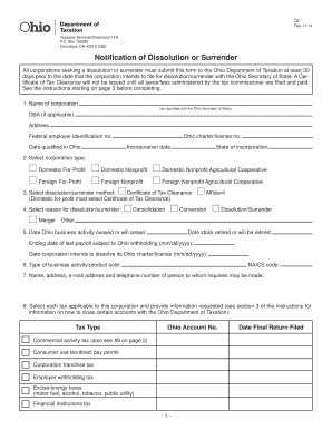 Ohio Corporation Dissolution Form D5