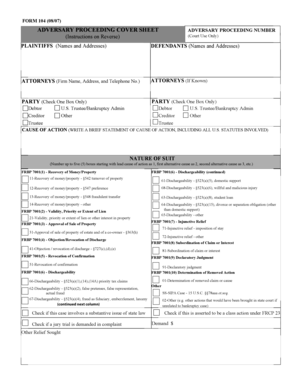 Adversary Proceeding Cover Sheet