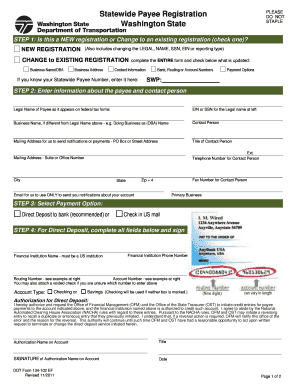 Washington Statewide Payee Registration Form