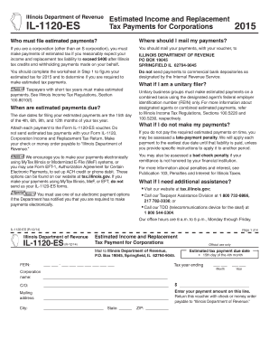 Illinois IL-1120-ES Tax Payment for Corporations