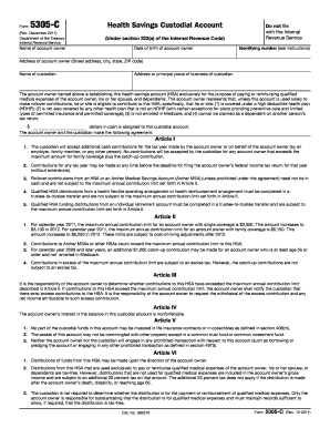 Form 5305-C Health Savings Custodial Account Agreement