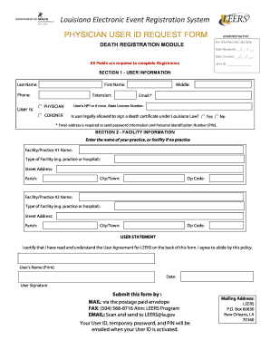 Louisiana Physician User ID Request Form