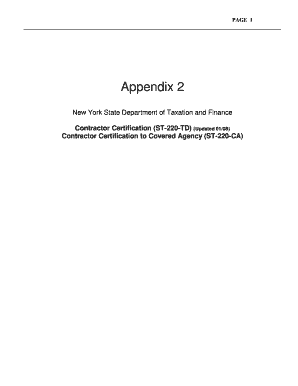 New York State Contractor Certification Form ST-220-TD