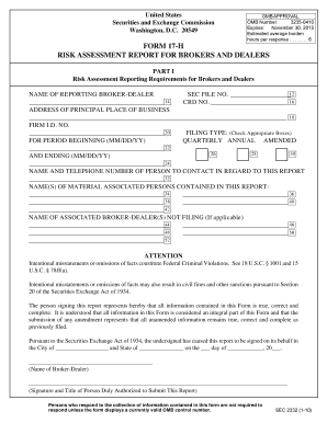 SEC Form 17-H Risk Assessment Report