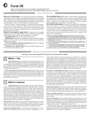 US Copyright Registration Form SR