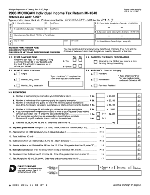 2006 Michigan Individual Income Tax Return MI-1040