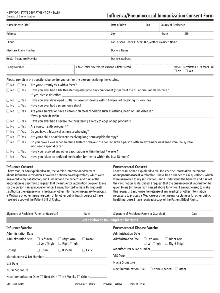 Nys doh immunization consent form 2020 2021 fill and sign printable