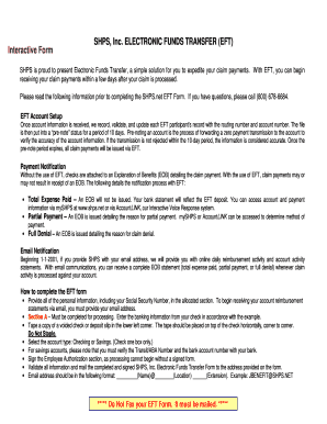 SHPS Electronic Funds Transfer Form
