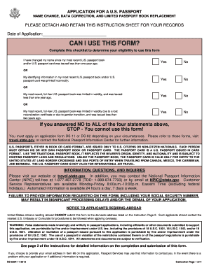 US Passport Name Change Form