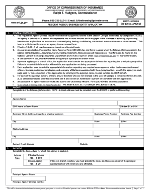 Georgia Resident Agency License Application