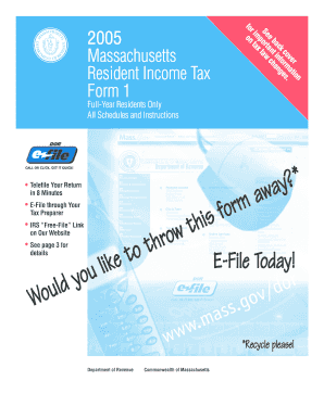 Massachusetts Resident Income Tax Form 1