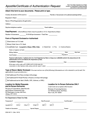 Apostille/Certificate of Authentication Request