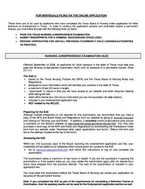 Texas Nursing Jurisprudence Exam Application