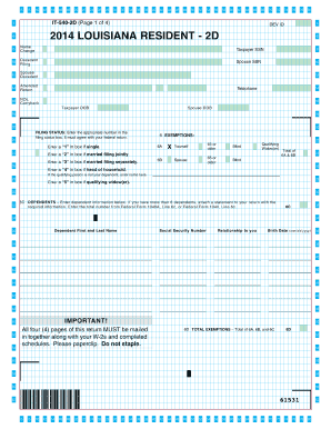 Louisiana Resident 2D Tax Form