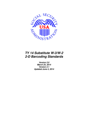TY 2014 W-3/W-2 2D Barcoding Standards