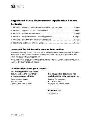 Washington Registered Nurse Endorsement Application