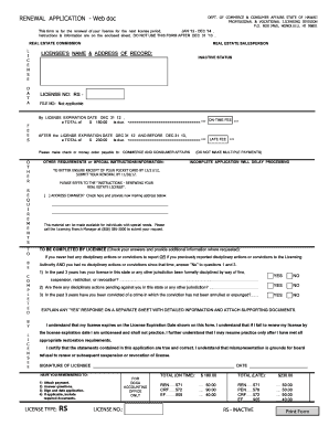 Hawaii Real Estate Salesperson License Renewal Form