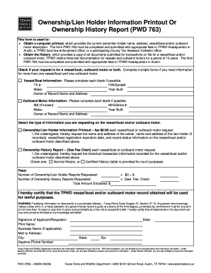 Texas Vessel Ownership/Lien Holder Information Request