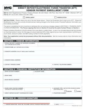 NYC Vendor Payment Enrollment Form
