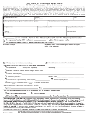 Final Notice of Disciplinary Action (31-B)