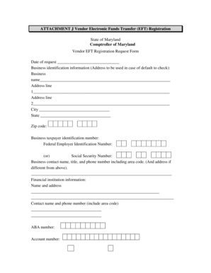 Maryland Vendor EFT Registration Form