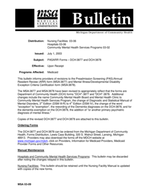 Michigan PASARR Forms DCH-3877 and DCH-3878