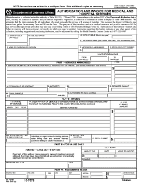 Authorization and Invoice for Medical and Hospital Services