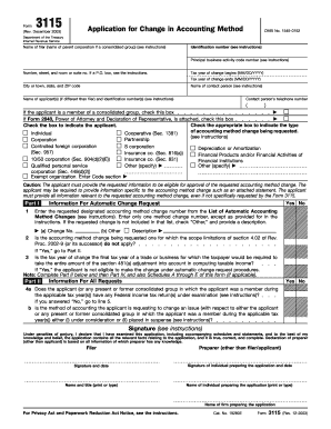 IRS Form 3115 Application for Change in Accounting Method