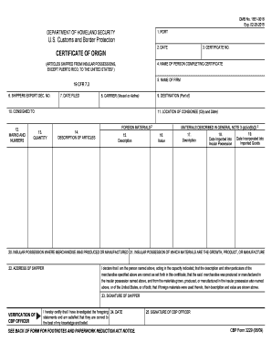 Certificate of Origin for Insular Possessions