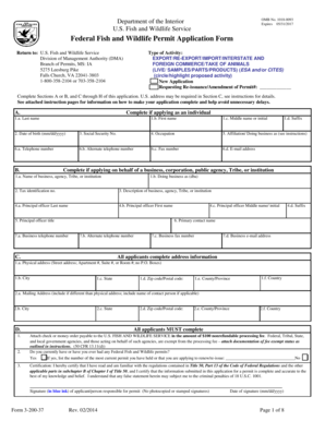 US Fish and Wildlife Permit Application Form