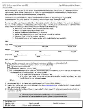 California Special Accommodation Request Form
