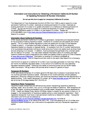 California Hazardous Waste Permanent ID Number Application