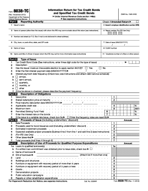 Form 8038-TC Tax Credit Bond Information Return