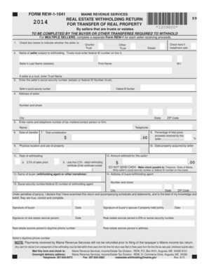 Maine Real Estate Withholding Return for Trusts or Estates