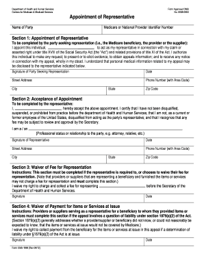 Appointment of Representative for Medicare Claims