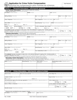 Arizona Crime Victim Compensation Application