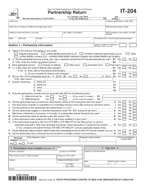 New York State Partnership Tax Return IT-204