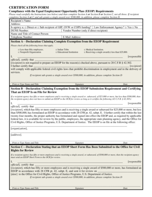 Equal Employment Opportunity Plan Certification Form
