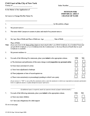 New York Adult Name Change Petition