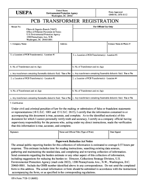 PCB Transformer Registration Form