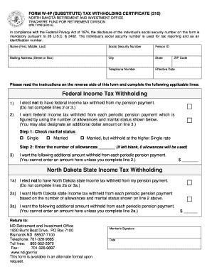 North Dakota W-4P Tax Withholding Certificate