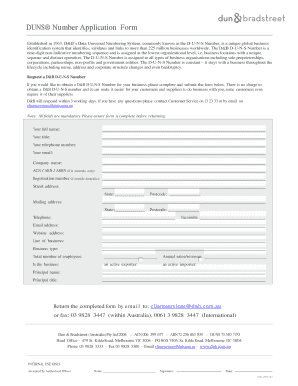 DUNS Number Application Form