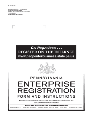 Pennsylvania Enterprise Registration Form