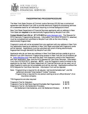 NYS Electronic Fingerprinting Services Form