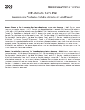 Georgia Form 4562 Depreciation and Amortization