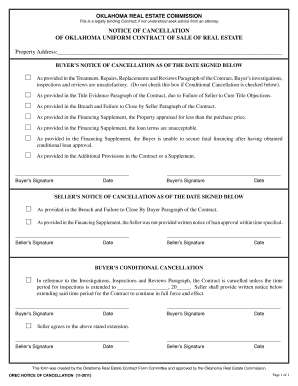 Oklahoma Real Estate Contract Cancellation Notice