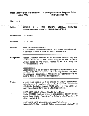 County Medical Services Notice of Action
